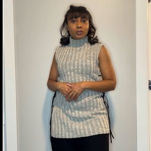 BCBG Gray Tie Up Sweater